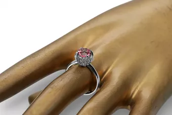 Стерлингово сребро 925 Ruby Пръстен Винтидж крафт vrc051s-rb Art Deco Съветски винтидж стил бижута Ар-деко