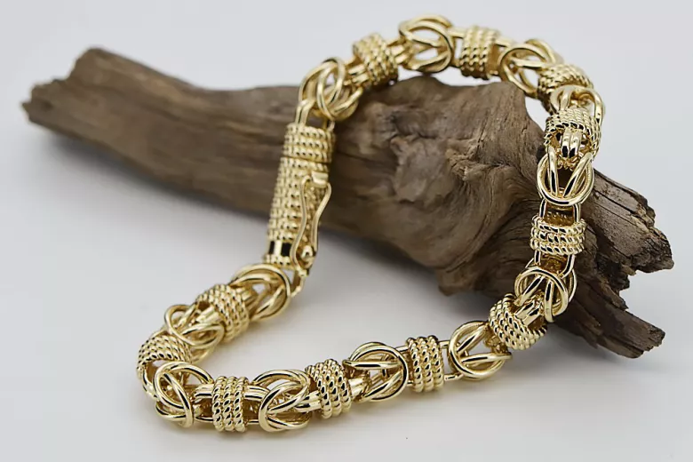 Yellow 14k gold modern Byzantina king bracelet cb009y