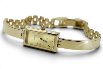 Жълт 14k 585 злато Елегантна дама Geneve часовник lw010y