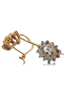 Yellow 14k gold 585 Zircon earrings cec026y-zi Russian Soviet USSR Vintage Jewelry Art Deco style
