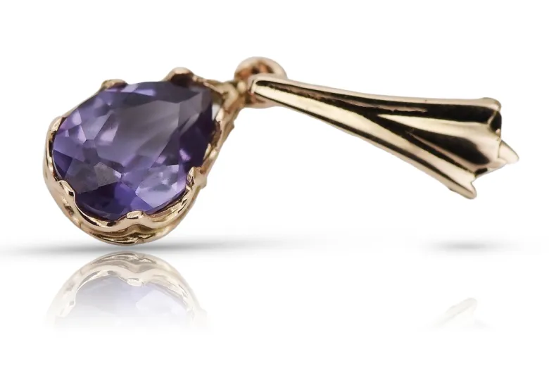 Russische sowjetische Rose 14k 585 Gold Alexandrit Rubin Smaragd Saphir Zirkon ... Anhänger vpc012