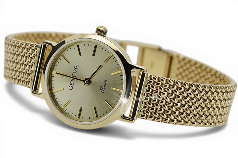 Gold men's watch Geneve ★ zlotychlopak.pl ★ Gold purity 585 333 Low Price!
