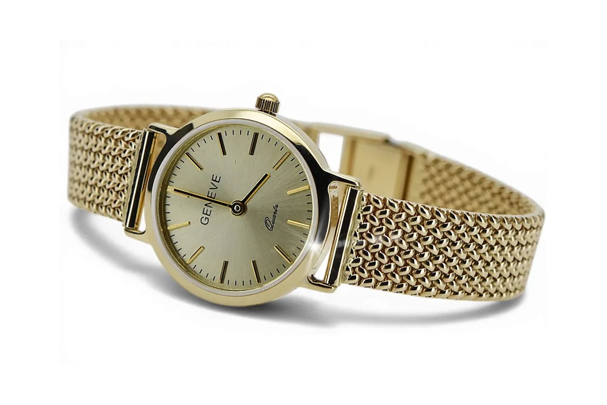 Zlaté pánske hodinky Geneve ★ Zlotychlopak.pl ★ Zlatá čistota 585 333 Nízka cena!