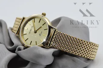 Złoty zegarek z bransoletą damską 14k Geneve lw118y&lbw003y