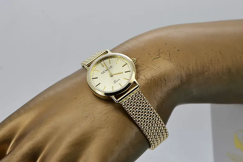 Gold men's watch Geneve ★ zlotychlopak.pl ★ Gold purity 585 333 Low Price!