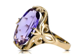 14k żółte złoto Aleksandryt Pierścionek Vintage Biżuteria vrc082y