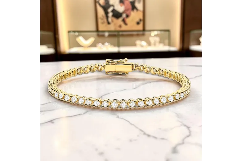 Galben de 14k de aur de aur brățară de tenis TBC002Y