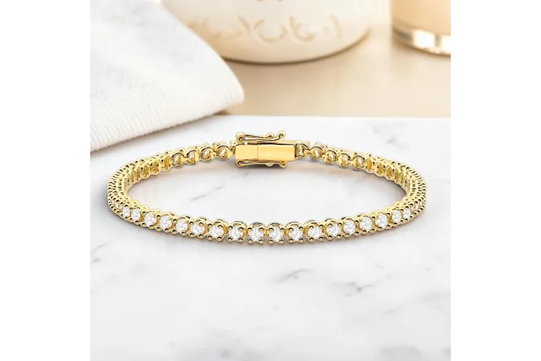 Pulsera de tenis de zircones de oro amarillo 14k TBC002Y