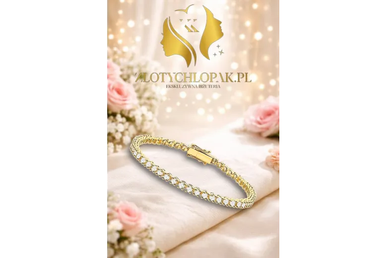 Yellow 14k gold zircons tennis bracelet tbc002y