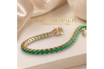 Yellow 14k gold emerald stones tennis bracelet tbc002y