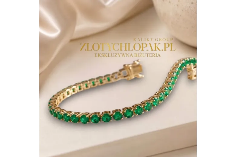 الأصفر 14k الذهب الزمرد الأحجار سوار التنس TBC002Y