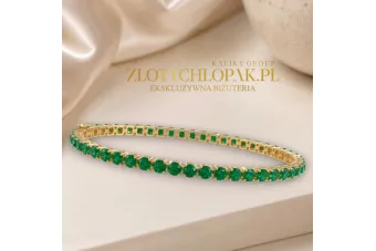 Жовтий 14k Золотий смарагдовий камінь тенісний браслет TBC002Y