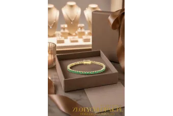 Yellow 14k gold emerald stones tennis bracelet tbc002y
