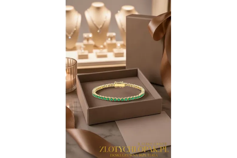 Pulsera de tenis de piedras de oro amarillo 14k de 14k TBC002Y
