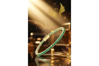 الأصفر 14k الذهب الزمرد الأحجار سوار التنس TBC002Y