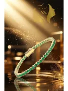Yellow 14k gold emerald stones tennis bracelet tbc002y