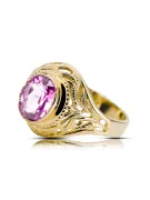 Ring Amethyst 14 Karat Gelbgold Vintage Handwerk vrc012y-am Art Deco Russischer sowjetischer -Schmuckstil der UdSSR