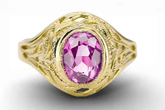 Amethyst 14k žlté zlato Ring Vintage craft vrc012y-am Art Deco