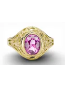 Anillo Joyería vintage Amethyst Oro amarillo de 14 quilates vrc012y-am Art Deco Estilo de joyería rusa soviética de la URSS