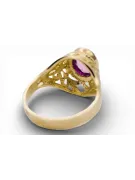 Yellow 14k gold Amethyst ring vrc012y-am Vintage style Art Deco Russian Soviet USSR style