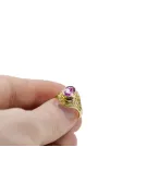 Yellow 14k gold Amethyst ring vrc012y-am Vintage style Art Deco Russian Soviet USSR style