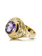 Ring Alexandrite 14 Karat Gelbgold Vintage Handwerk vrc012y-ax Art Deco Russischer Art-Déco-Schmuck, UdSSR-Stil