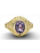 Yellow 14k gold Alexandrite ring vrc012y-ax Vintage Art Deco USSR Soviet Russian style