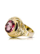 Anillo Artesanía vintage Ruby Oro amarillo de 14 quilates vrc012y-rb Art Deco Joyería de la URSS, estilo ruso