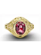 Ruby 14k žlté zlato Ring Vintage vrc012y-rb Art Deco
