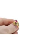 Anneau Ruby Or jaune 14 carats Bijoux vintage vrc012y-rb Art Deco Bijoux de l’URSS, style russe