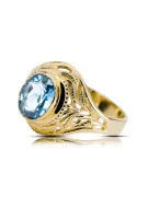 Yellow 14k gold Aquamarine ring vrc012y-aq Vintage Jewelry Art Deco Russian Soviet USSR jewelry style