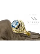 Yellow 14k gold Aquamarine ring vrc012y-aq Vintage Jewelry Art Deco Russian Soviet USSR jewelry style