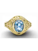 Yellow 14k gold Aquamarine ring vrc012y-aq Vintage Jewelry Art Deco Russian Soviet USSR jewelry style