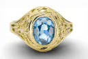 Yellow 14k gold Aquamarine ring vrc012y-aq Vintage Jewelry Art Deco Russian Soviet USSR jewelry style