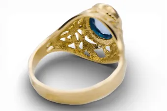 Žiedas Vintage Aquamarine 14k geltonas auksas vrc012y-aq Art Deco Rusiškas sovietinis SSRS stilius