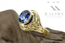 Inel Sapphire Aur galben 14K Vintage Craft vrc012y-sp Art Deco Stil sovietic rusesc URSS