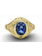 Artisanat vintage Anneau Sapphire Or jaune 14 carats vrc012y-sp Art Deco Style soviétique russe URSS