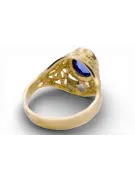 Ring Vintage Handwerk Sapphire 14 Karat Gelbgold vrc012y-sp Art Deco Sowjetischer russischer UdSSR Stil