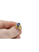 Žiedas Sapphire 14k geltonas auksas Vintage vrc012y-sp Art Deco Sovietinis rusiškas SSRS stilius
