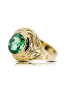 Žiedas Emerald 14k geltonas auksas Vintažinis stilius vrc012y-em Art Deco SSRS sovietinis rusiškas stilius