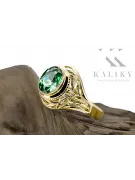 Žiedas Emerald 14k geltonas auksas Vintažinis stilius vrc012y-em Art Deco SSRS sovietinis rusiškas stilius