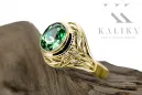 Žiedas Emerald 14k geltonas auksas Vintažinis stilius vrc012y-em Art Deco SSRS sovietinis rusiškas stilius