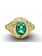 Emerald 14-ка/желтое золото Кольцо Винтаж стиль vrc012y-em Art Deco СССР советский русский стиль