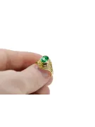Yellow 14k gold Emerald ring vrc012y-em Vintage craft Art Deco Russian jewelry, USSR era style