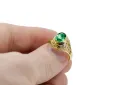 Žiedas Emerald 14k geltonas auksas Vintažinis stilius vrc012y-em Art Deco SSRS sovietinis rusiškas stilius