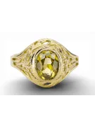 Ring Yellow Peridot 14 Karat Gelbgold Vintage Stil vrc012y-yp Art Deco Russischer UdSSR sowjetischer Stil