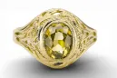 Yellow 14k gold Yellow Peridot ring vrc012y-yp Vintage Jewelry Art Deco USSR jewelry, Russian style