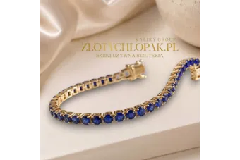 Bracelet de tennis en saphir de saphir en or jaune 14k TBC002Y