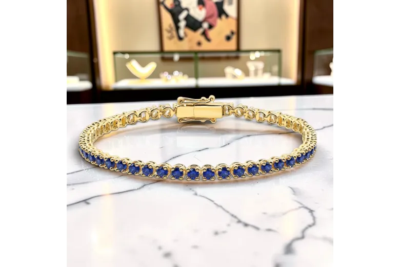 Yellow 14k gold sapphire stones tennis bracelet tbc002y