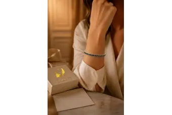 Geltona 14k aukso sapphire akmenų teniso apyrankės tbc002y